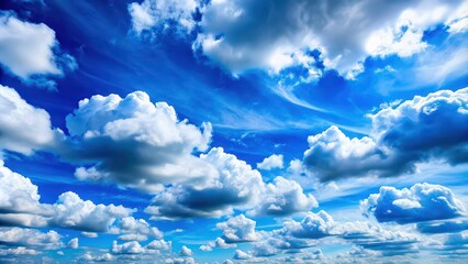 Beautiful fluffy clouds in a bright blue sky , sky, white, fluffy, clouds, blue, nature, weather, background, scenic, peaceful, serene, atmosphere, natural, cumulus, purity, sunlight, beauty