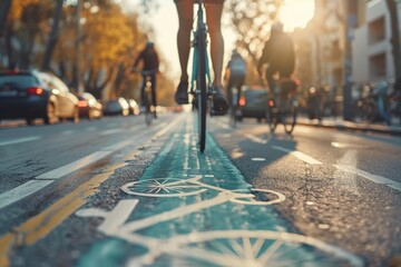 A person is riding a bicycle on a wet street