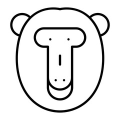 Poster - Baboon head  icon. outline icon