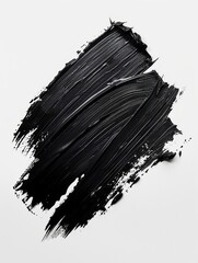 Wall Mural - A black stroke of oil paint on a white background. 