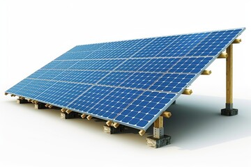 Large solar panel array on wooden supports for renewable energy generation