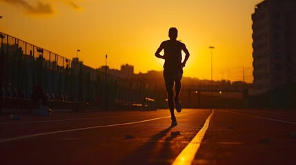 Wall Mural - silhouette of an athlete running