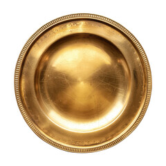 golden plate isolated on transparent white background, clipping path