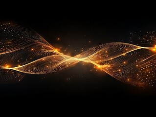 Poster - a black background with gold light in the shape of an x made with fiber optic cables.