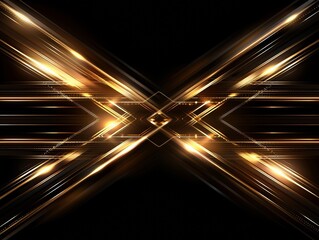 Wall Mural - a black background with gold light in the shape of an x made with fiber optic cables.