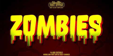 Wall Mural - Zombie editable text effect, customizable horror and nightmare 3D font style