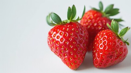 Wall Mural - Fresh red strawberry on a white background