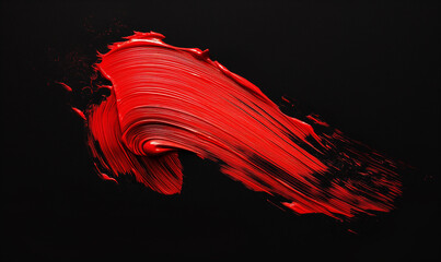 Wall Mural - A single clipart depicting soft, red brush strokes on a black background in the style of a red glitter texture