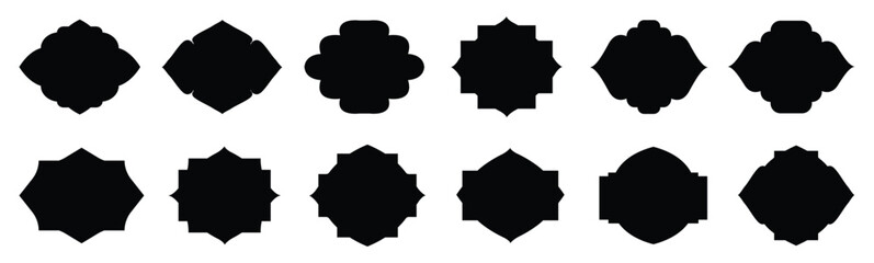 Islamic vector shape of a window or door arch. Arab frame set. Frames in Arabian Muslim design for Ramadan Kareem. Elegant Islamic frame shape. Vector design Set.