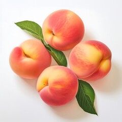 Wall Mural - Peachs on white background, Fresh Peachs