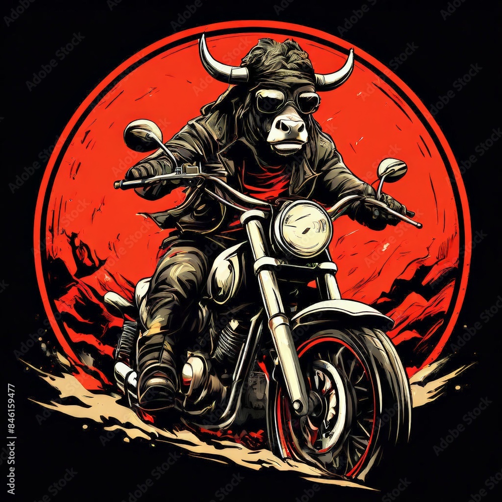 AI Image Generator, Biker Bull Rider Stock Illustration | Adobe Stock