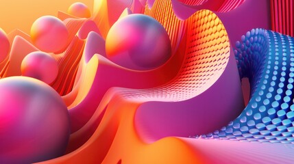 Wall Mural - A 3D abstract background featuring modern geometric shapes and a blend of smooth gradients. 
