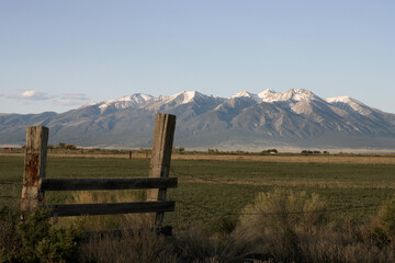 Sticker - Evening light on a rural scene near Blanca Peak in the Rocky Mountains of southern Colorado