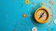 © ShinneProject - colorfull compass for navigation and direction blue and orange background illustration vector style
