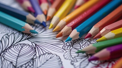 Composition with coloring picture on light background
