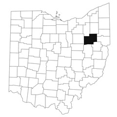  Map of stark County in Ohio state on white background. single County map highlighted by black colour on Ohio map. UNITED STATES, US