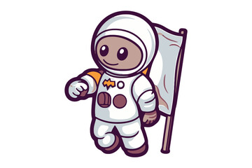 atronaut with flag cartoon vector sublimation mascot logo design