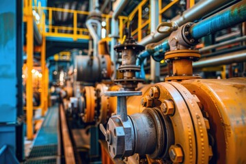 Wall Mural - Industrial and Manufacturing Engineers and technicians working in industry refinery or power plant with blurred lights and structures in the background