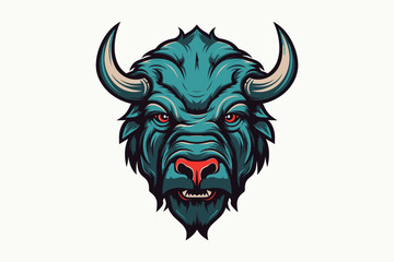 Wall Mural - horn skull bull vector sublimation mascot logo design