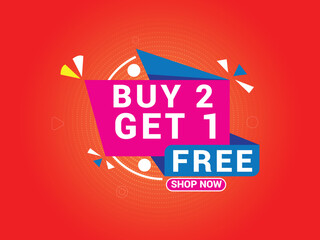 Wall Mural - Buy 2 Get 1 Free Banner, Special Offer Banner, Big Sale, Sale Banner, Banner Design Template.