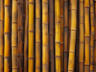 Wall Mural - symmetrical bamboo grove illustration in warm hues flat design