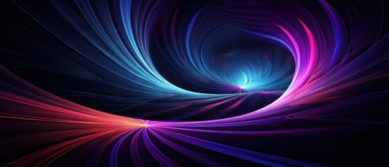 Wall Mural - 3D fractal pattern with purple and blue colors,