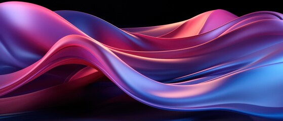 Wall Mural - Dynamic 3D ribbons in purple and blue,