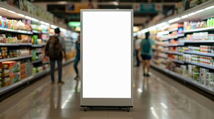 Blank Billboard in Supermarket for Advertising