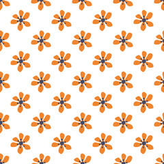 Wall Mural - Floral vector seamless pattern. Trendy simple flower on white background. Summer meadow flowers illustration. Tropical print for digital paper, wrapping, scrapbooking, baby clothes, wallpaper.