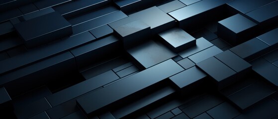 Wall Mural - Corporate 3D abstract background, dark blue, geometric forms, modern design