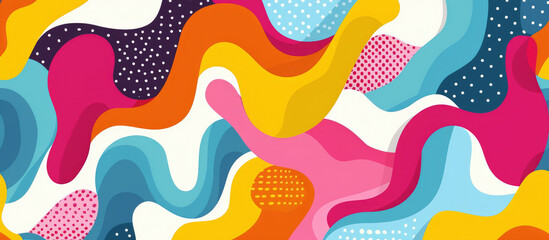 Wall Mural - Abstract background with colorful shapes and patterns. Abstract pattern with organic shapes in pop art style