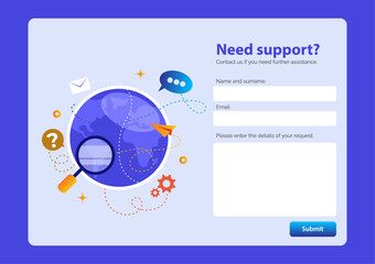 Wall Mural - editable contact form page template. profesional layout web design with modern element. vector