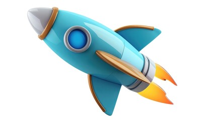 Wall Mural - A blue rocket with a yellow nose and a blue window