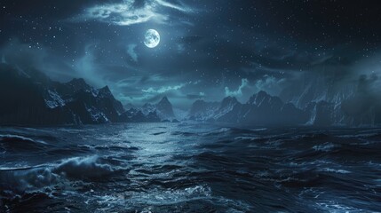 Nighttime ocean scenery