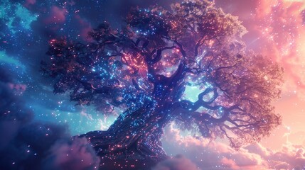 Wall Mural - a tree with a lot of sparkles on it