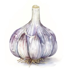Wall Mural - watercolor of a garlic bulb clipart isolated on white background. concept for important components of the design