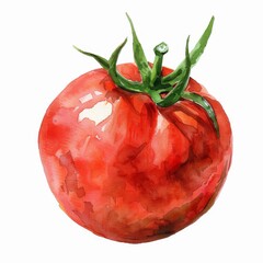 Wall Mural - watercolor of a tomato clipart isolated on white background. concept for important components of the design