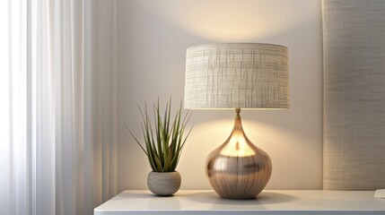 Wall Mural - Modern contemporary bedside table lamp on a white background