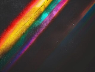 Wall Mural - A rainbow is painted on a black background