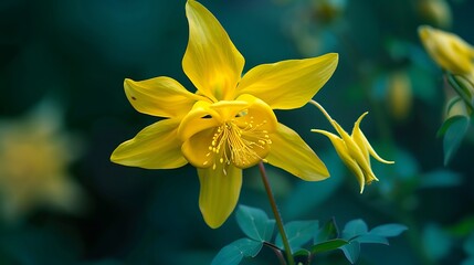 Wall Mural - Yellow aquilegia chrysantha the golden columbine in flower