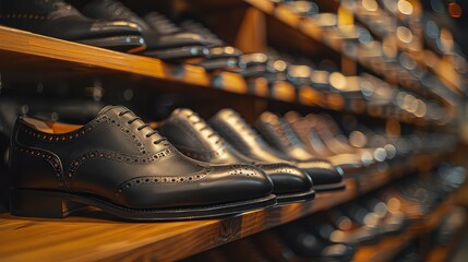 Wall Mural - Shop selling men s shoes , Luxurious shoe store showcases a fashionable collection, blending classic elegance and modern styles for discerning shoppers.