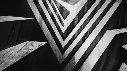 Wall Mural - A black and white photo of a building with a lot of white lines