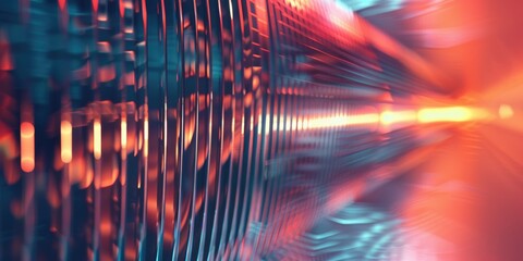 Wall Mural - A blurry image of a long, thin object with a red and blue hue