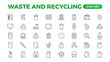 © artnazu - Set of Waste and Recycling line icons. Garbage, Trash, separation, and waste recycling Linear icon collection.