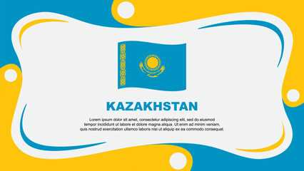 Kazakhstan Flag Abstract Background Flat Design Template. Kazakhstan Independence Day Banner Wallpaper Vector Illustration. Kazakhstan Independence Day