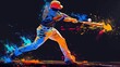 © Anan - Baseball  A baseball player hitting a powerful shot captured in a colorful silhouette