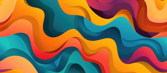 Wall Mural - Colorful background with colorful waves in multicolor paper cut style