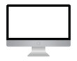 © MKInayem - realistic computer monitor with transparent empty screen. pc display mockup. blank desktop display png image. vector illustration.