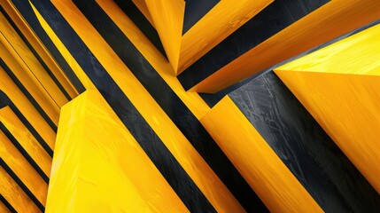 Wall Mural - A yellow and black striped wall with a black and yellow stripe