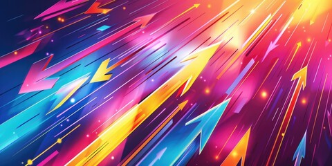 Wall Mural - A colorful background with many arrows pointing in different directions